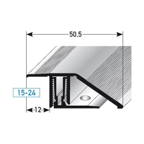PROVISTON Ausgleichsprofil Aluminium Goldfarbig Breite 50.5 mm Höhe 24 mm Länge 1000 mm Gebohrt Klicksystem Anpassungsprofil Übergangsprofil Bodenprofil Metallprofil 1 Stück (1/2)