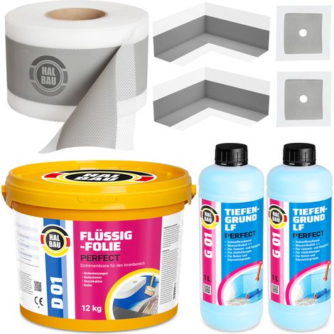 HALBAU Dichtset für Duschabdichtung Bad Abdichtung Dichtband Flüssigfolie 12kg H29 (1/5)