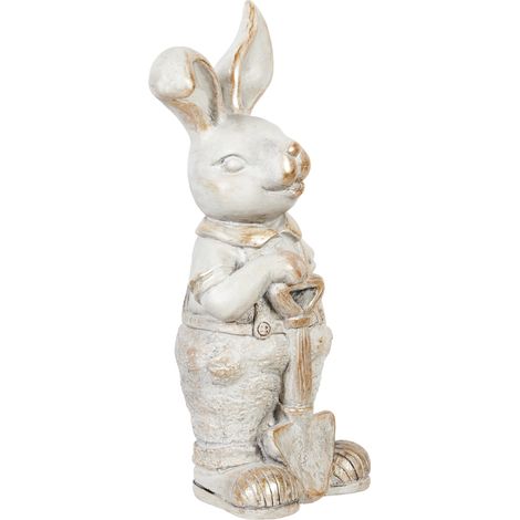 Figura decorativa MgO conejo de Pascua decoración de jardín interior exterior blanco Simard