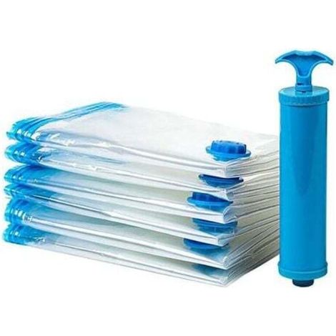 Set of 6 vacuum bags with pump – 80 x 120 cm – blue, XXL vacuum bags MUMU (1/4)
