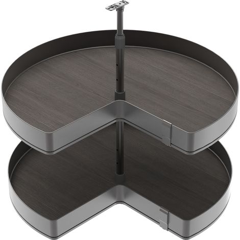 Emuca Satz Harmony drehbare Ablagen 3/4, Modulbreite 800mm, höhenverstellbar, Stahl und Holz, Anthrazitgrau