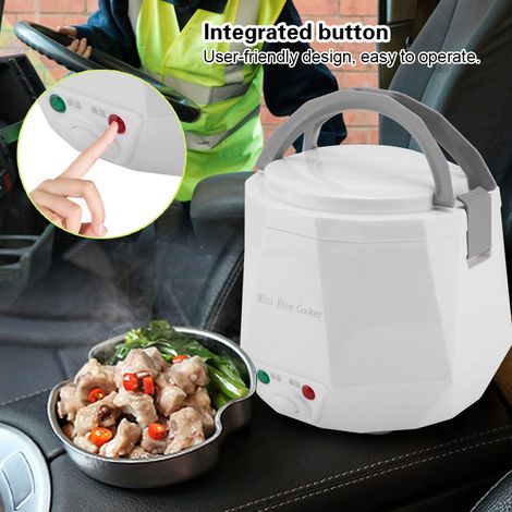 Cuiseur de riz électrique portable 24V 140W 1,3L, autocuiseur multifonction vapeur pour camion, blanc (1/5)