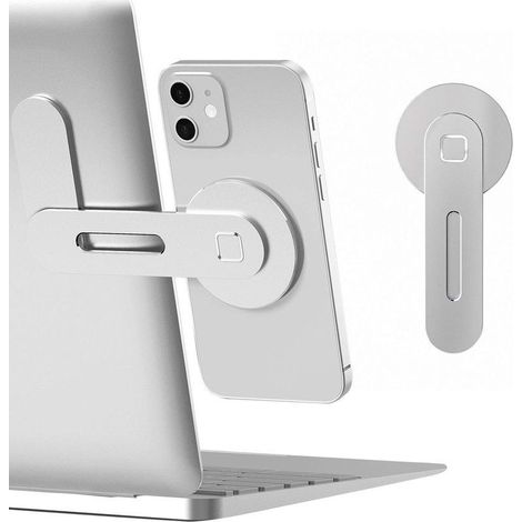 Argent Support Magnétique pour Ordinateur Portable, Support Latéral Réglable pour écran de Téléphone pour iPhone 15 Pro Max /14 Plus/ 13/12/ 16, d'extension Pliable pour Ordinateur (1/5)