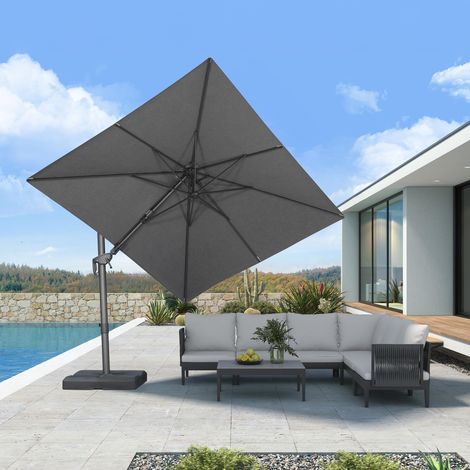 Parasol Déporté 2,5 x 3 m Rectangulaire UPF 50+ Gris Graphite (1/5)