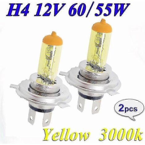 Ampoule halogène H4 12 V 60/55 W jaune 3000 K pour phare de voiture (lot de 2) - Excellent (1/5)