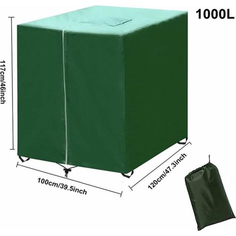 Bache pour Cuve 1000 l, Bâche de Protection Solaire pour réservoir d'eau de Pluie IBC, Anti-poussière Anti-UV, Housse de Protection, bâche de Protection (116 x 100 x 120 cm) (1/4)