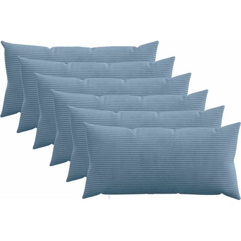 Housse de coussin 6 pcs HEERLEN Bleu 40 x 70 cm velours côtelé vidaXL