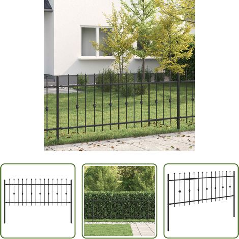 vidaXL Gartenzaun - Spießzaun Schwarz 200 x 130 cm Pulverbeschichteter Stahl (1/5)