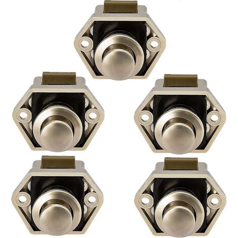 Bouton-poussoir de verrouillage pour porte de placard de camping-car/caravane, 5 pièces (nickel) (1/4)