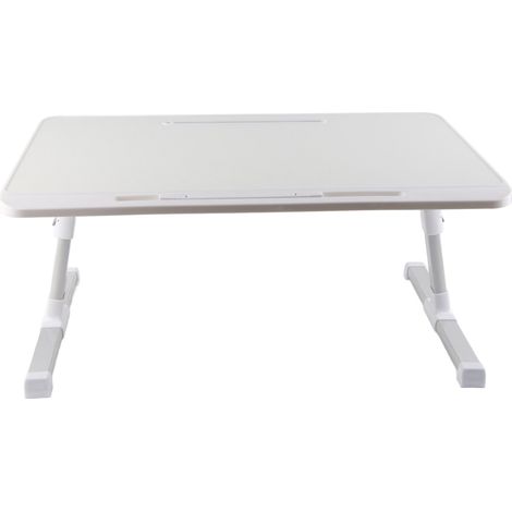 Table d'ordinateur portable au lit avec pieds pliables et plateau pivotant, en alliage d'aluminium, pour écrire, travailler, lire et manger, blanc chaud. (1/5)