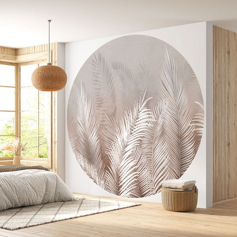 Papier peint rond / cercle - Motif botanique - Diamètre 130 cm (1/4)