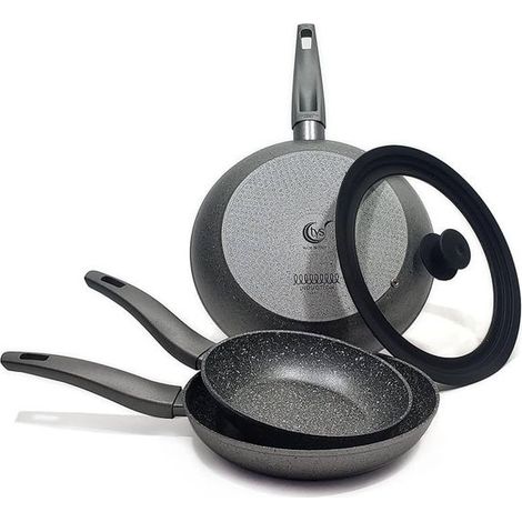 ARIMI TVSMNRLFP20 Mineralia Padella Antiaderente 24 cm Quarzotek 5 Strati Induzione Made in Italy colore Nero