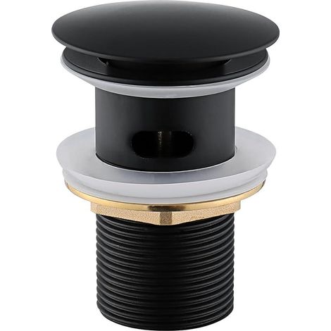 Bonde de lavabo avec trop-Plein Universelle, Bonde clic clac lavabo bonde de vidage Universel G1-1/4 en Acier Inoxydable pour lavabo Salle de Bain Noir (1/5)