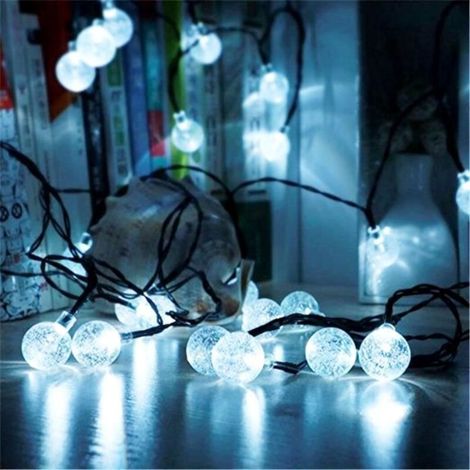 Bardusch - La chaîne solaire extérieure de 30 LED allume des lumières de partie de vacances de boule de cristal imperméable à l'eau froide blan (1/4)