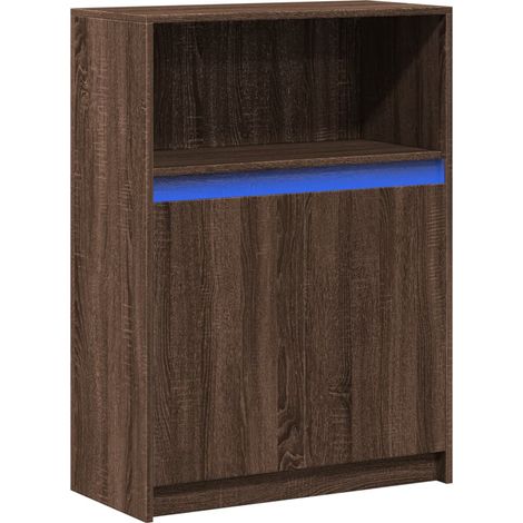 Aparador cómoda cómoda armario mueble organizador cocina salón salón con LED 72 x 34 x 100 cm madera contrachapada marrón 020029789 (1/5)