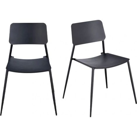 Lot de 2 chaises de jardin en acier gris anthracite - SCOLLA 7286 (1/5)