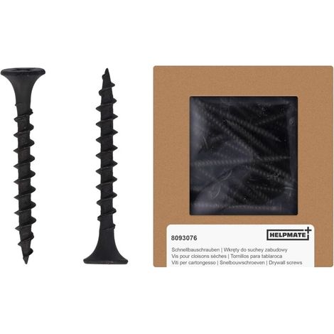 250 - placo Screws - Coarse Wood Thread - Trumpet Head - No Pre-Drilling Required for Drywall and Metal or Wood Profiles - Black - 3.9x35 cm (1/5)