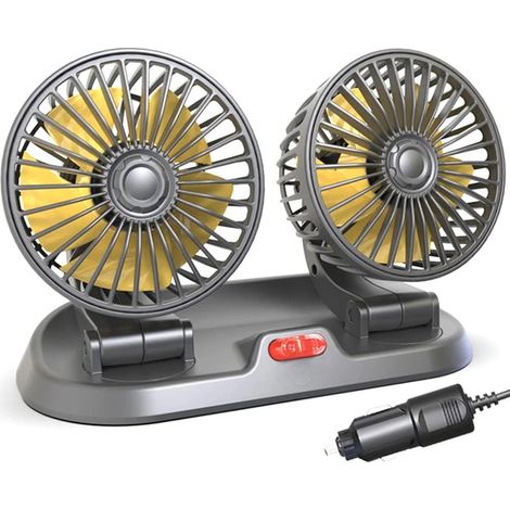Ventilateur de voiture Gui Xulian 12V à double tête, portable et automatique, grand format, pliable.