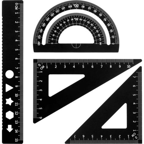 Ensemble d'échelle d'architecte - Kit de dessin technique en métal 4 pièces, outils de géométrie pour les mathématiques, rapporteur et équerre, pour étudiants et professionnels (1/5)