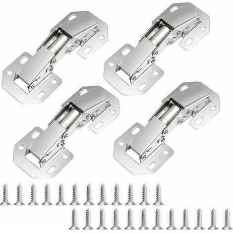 RTGPT - Lot de 4 charnières à 90 degrés avec 8 vis et pistons d'amortissement pour portes d'armoires de cuisine, meubles et placards. (1/4)