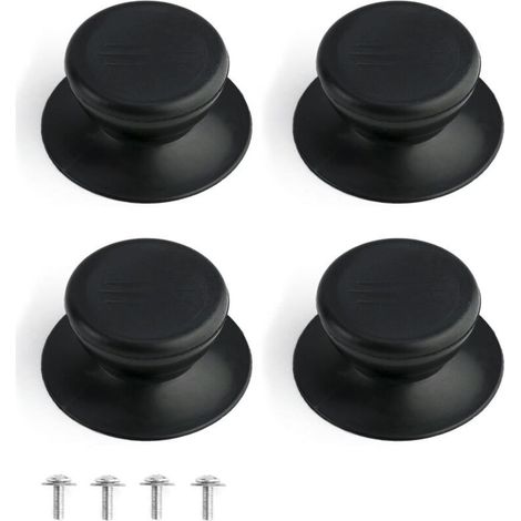 4 Pièces Bouton de Couvercle, Poignée de Rechange de Cuisine Universel, Noir (1/4)