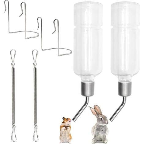 Biberon Lapin 350ml Abreuvoir Lapin Suspendu Biberon Rongeur avec Support Distributeur Eau Lapin pour Rongeurs, Lapins, Cobayes, Hamsters, Chinchillas (1/5)