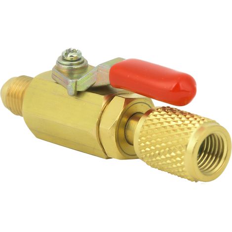 1/4 Zoll gerades manuelles Absperrventil aus Messing für Kälteanlagen R410A/R134A/R12 (rot) (1/5)