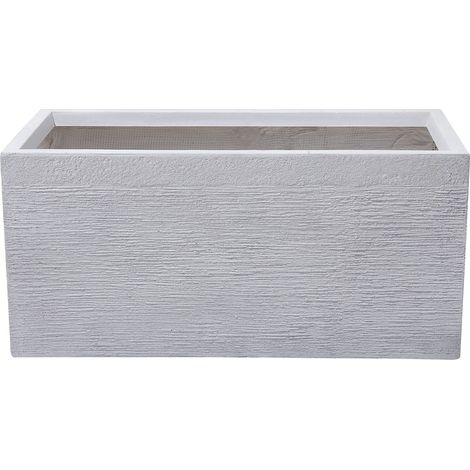 Maceta de fibras de arcilla blanca 80 x 37 x 38 cm para interior y exterior rectangular Myra
