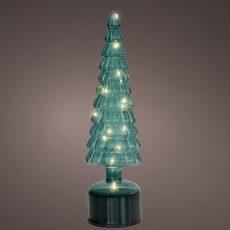 MICRO LED ALBERO ROTANTE VETRO SMERALDO EFFETTO FLASHING LUCE CALDA NATALE 10X34 (1/2)