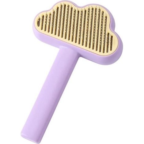Hunde- und Katzenbürste (lila) – Noname – Selbstreinigend – Ergonomisch – Lila – 10,6 x 17,2 cm (1/4)