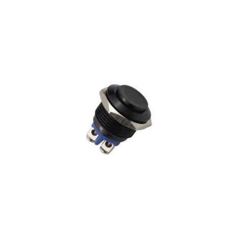 Interrupteur à Bouton-Poussoir en Métal, 220V 16mm Étanche en Acier Inoxydable Rond Auto-Réinitialisation Normalement Ouvert Interrupteur à Bouton-Poussoir à Tête Haute(Le noir)