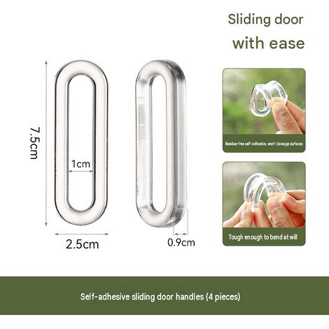 CYUNSHOP Lot de 4 poignées adhésives pour portes vitrées – Sans perçage, pour portes coulissantes, placards et fenêtres. (1/5)