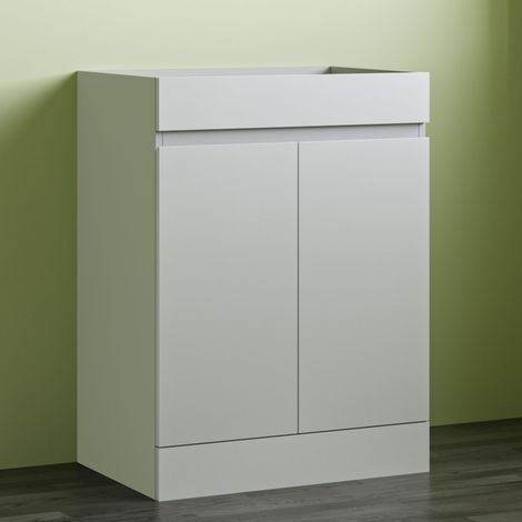 Freestanding Bathroom Vanity Unit without Basin Flat Pack - Matt White 600mm