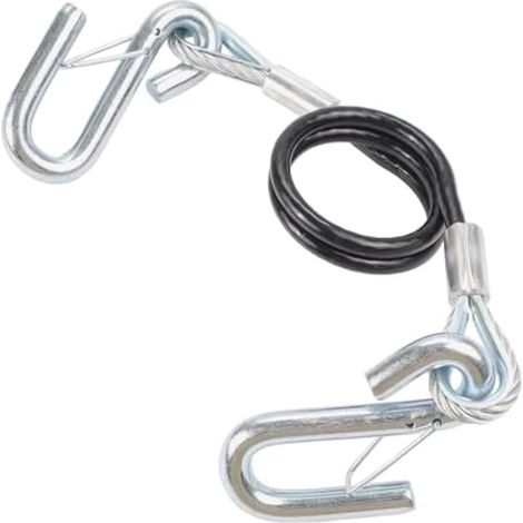 Corde de remorquage de sécurité pour remorque avec crochet en S, 1 587,6 kg pour charge maximale, cordon à ressort en fer galvanisé, longueur étendue de 70,1 cm, camping-cars et remorques (1/5)