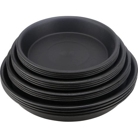 Lot de 16 soucoupes rondes en plastique pour plantes d'extérieur et d'intérieur Noir 23,7 cm/21 cm/19 cm/17 cm (1/5)