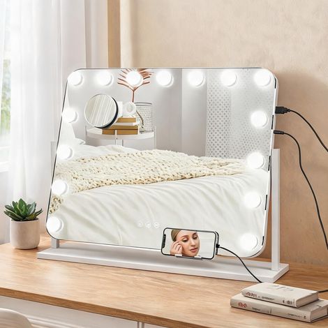 SunJet Tabouret, pouf, Miroir maquillage LED 63 x 50 cm - Réf. MZ9KPWZWSO3R (1/5)
