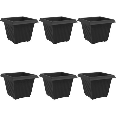 Maison Exclusive - Quadratischer Blumentopf 6 pcs Schwarz 28,5 x