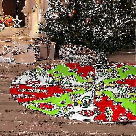 Jupe de sapin de Noël de 91 cm (36 pouces), jupe de sapin à carreaux rouges et verts, décoration de sapin de Noël, décoration pour les fêtes de fin d'année (1/5)