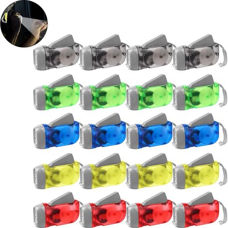 Confezione da 20 mini torce di emergenza a manovella con 3 LED, senza batterie (colori assortiti) (1/5)