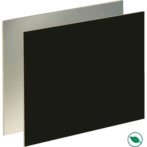 Forestea – Crédence cuisine stratifiée HPL réversible aluminium/noir mat 3000 x 640 x 13,4 mm – Résistante à la chaleur et aux rayures – Label FSC (1/2)