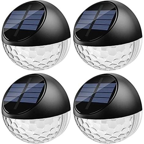 Lot de 4 LED Lampes Solaire Applique Murale Extérieur IP65 Étanche Éclairage Décorative Lumière Blanc Chaud, Lampe de Clôture Mur Terrasse Jardin Porte d'entrée Escalier Cour Allée Chemin [Classe éner (1/3)