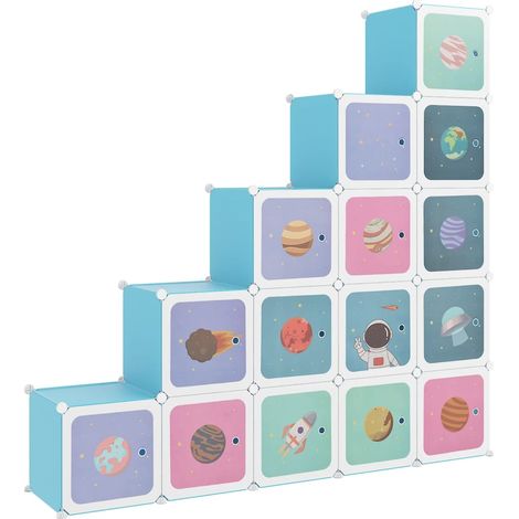 Cube Storage Cabinet for Kids with 15 Cubes Blue PP vidaXL