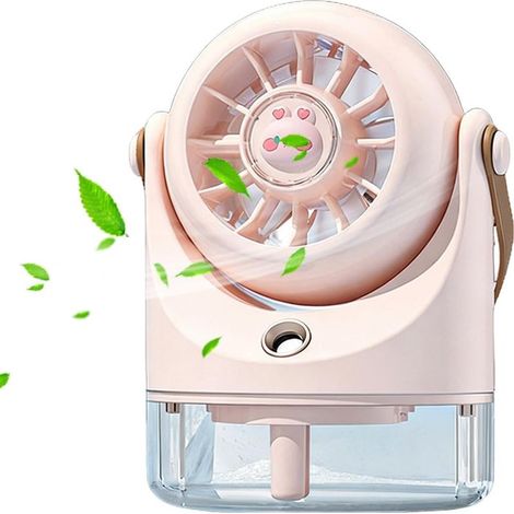 Ventilateur de Table Brumisateur Rechargeable Silencieux Portable pour Bureau Chambre Voyage – Design Léger et Rafraîchissant – Couleur Rose (1/5)