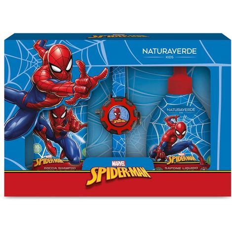 SPIDERMAN COFANETTO REGALO DOCCIASHAMPOO 250 ML + SAPONE LIQUIDO 250 ML + OROLOGIO PROIETTORE