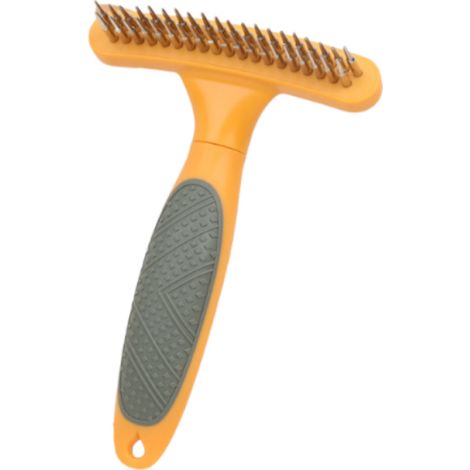 Cepillo para perros de doble fila con cerdas: herramienta para desenredar, acicalar y masajear el pelo de longitud media a larga.