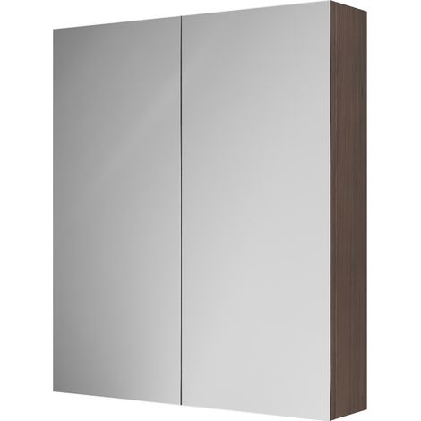 Napoli Brown Oak 600mm Wall Mounted Mirrored Cabinet - 600mm -