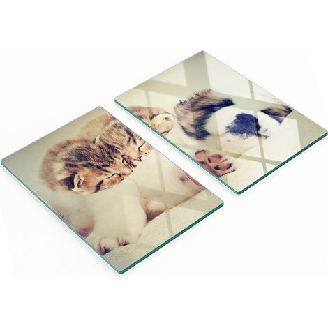 Tavole decorative multifunzionali da cucina in legno massello con gatti e cani, 2x40x52 cm (1/5)