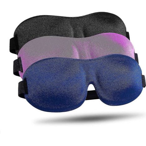 Lot de 3 masques de sommeil, masque occultant 3D profilé amélioré avec sangle ajustable, bandeau de nuit doux et confortable pour femmes et hommes. (1/5)