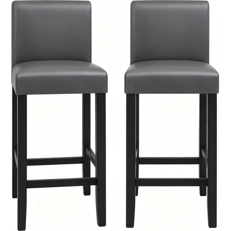 2er-Set Barhocker mit Rückenlehne, Kunstleder und Holz, 41 x 43 x 110 cm, schwarz/grau MODENUIT (1/5)