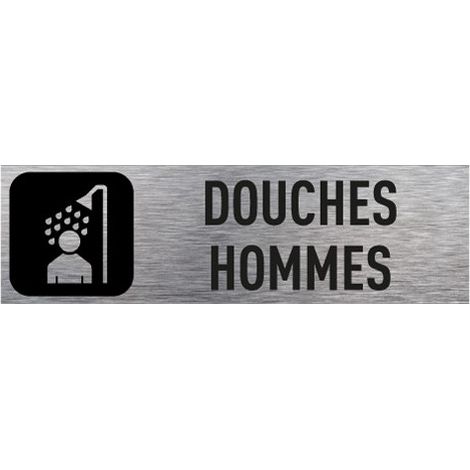 Pictogramme DOUCHES HOMMES (Q0203).- Adhésif aspect aluminium brossé -